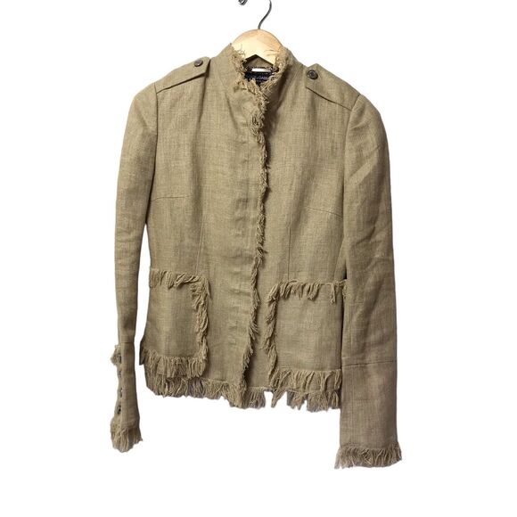 Dolce & Gabbana Women Linen Jacket with fringe Beige 40 - Picture 6 of 16